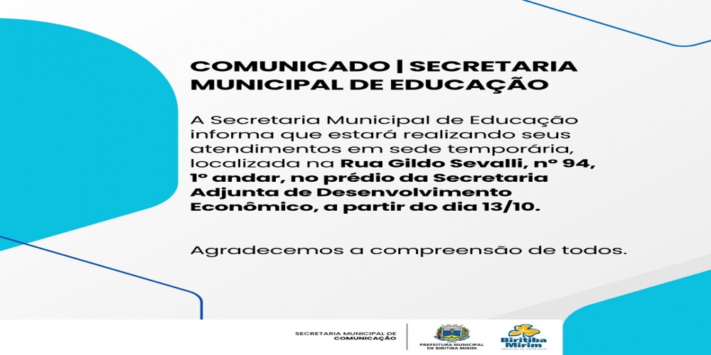 COMUNICADO SECRETARIA MUNICIPAL DE EDUCAÇÃO